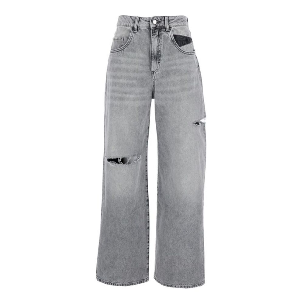 Icon Denim Grey High Waisted Jeans With Ripped Details In Denim Woman - Picture 1 of 3